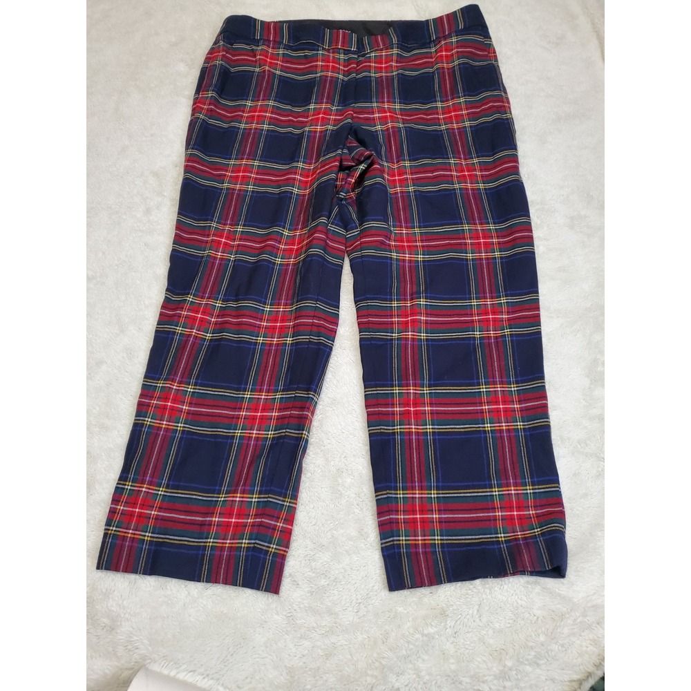 Talbots Blue Red Plaid Hampshire Wool Pant 16 Academia Office Classic Holiday